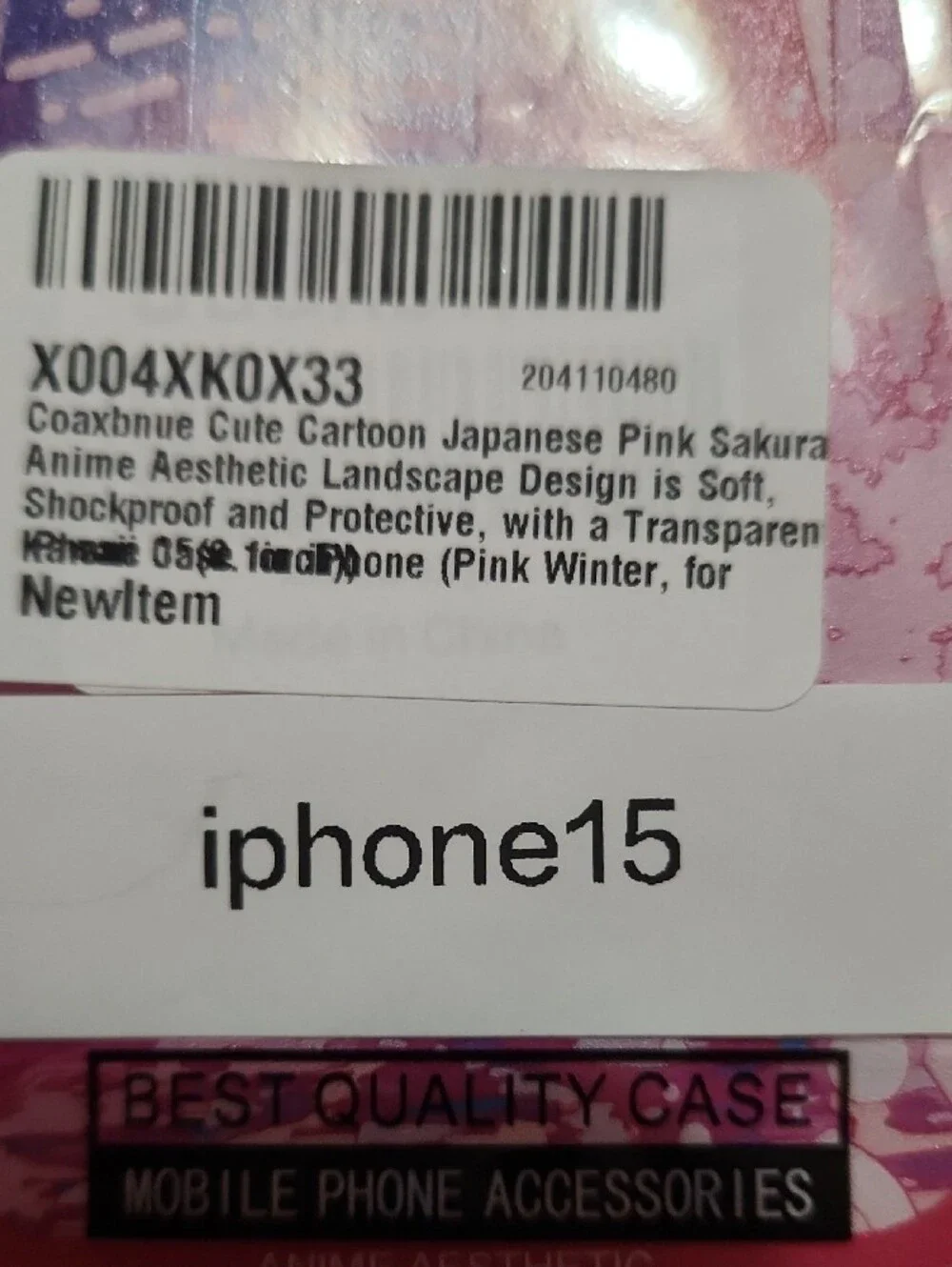 iPhone 15 Pink Sakura Protective Case by